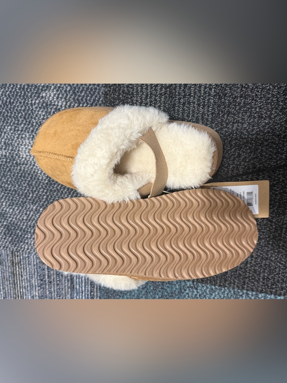 Shearling-Trim Suede Platform Mules - Camel - Picture 7 of 9